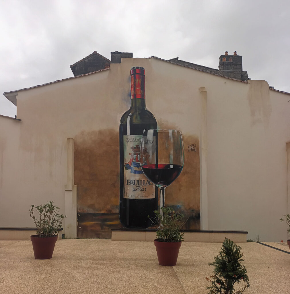 pauillac wine bottle mural wall