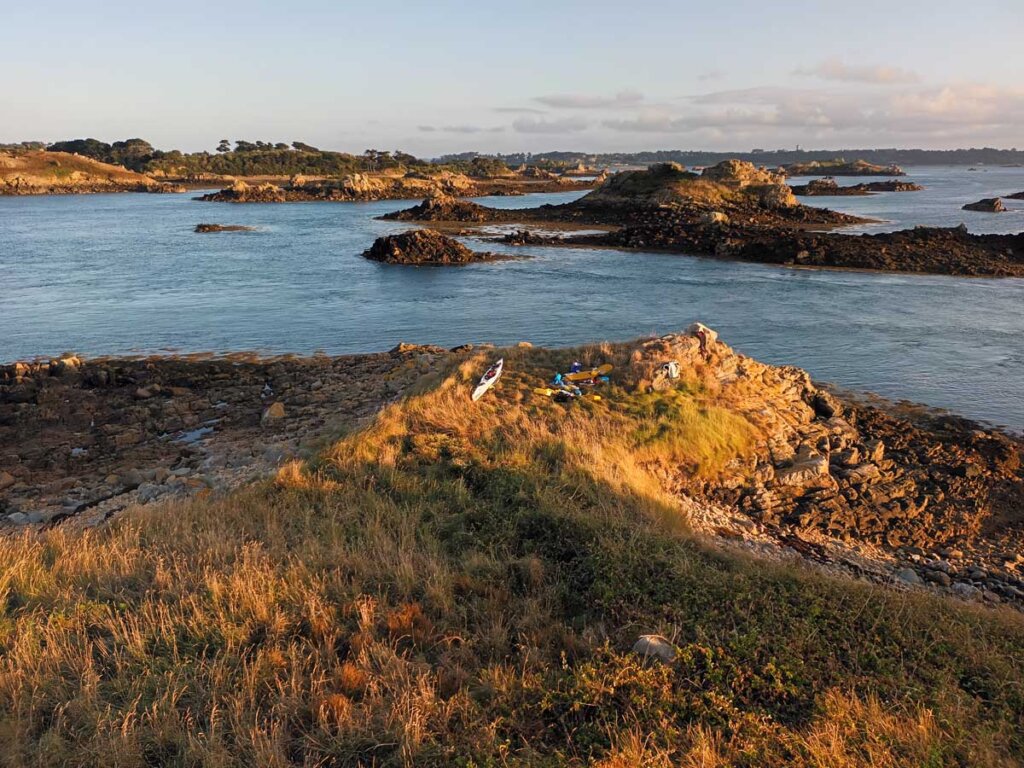 island campsite in sunset